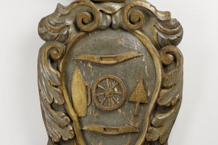 Daniël van Vlierden (1651-1721), Schild van het weversambacht, s.d., schild, houtsnijwerk