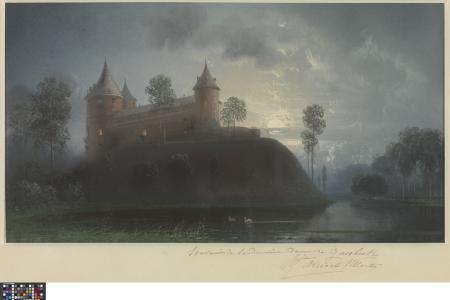 Het kasteel van Gaasbeek bij maanlicht