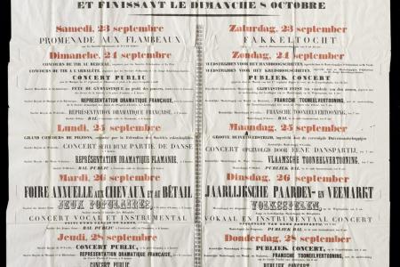 Affiche "Ville de Hasselt 1882, programme des fêtes qui auront lieu à l' occasion de la kermesse...", Jean-Joseph Billen,1882