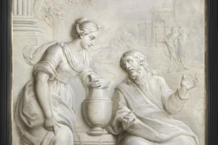 Grisaille - Jezus en de Samaritaanse vrouw bij de waterput