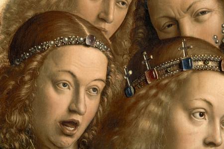 het Lam Gods: detail uit paneel De Zingende Engelen