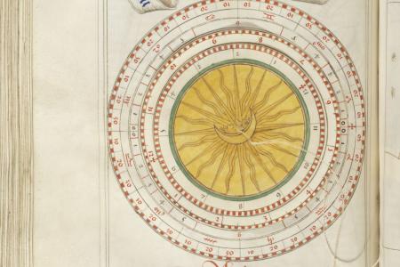 Instrument uit de astronomie Bladzijde uit Alfagranus Manuscripten uit de bibliotheek van Raphael de Marcatellis