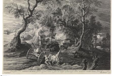 Landschap met een vastgelopen kar  'La charrette embourbée'