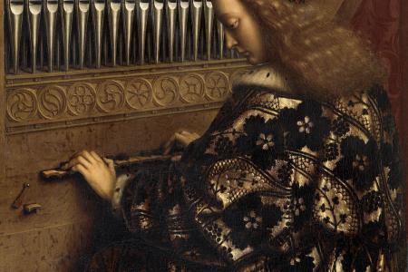 het Lam Gods: detail uit Paneel De Musicerende Engelen