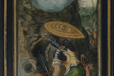 Triptiek met de graflegging en schenkersportretten van Pieter Caverson en Catharina van Meerbeke