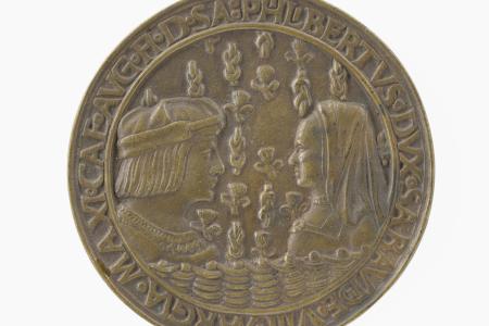 Penning met Margareta van Oostenrijk en Filibert van Savoye ter gelegenheid van hun blijde intrede in Bourg-en-Bresse in 1502