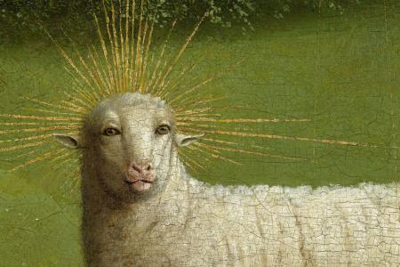 het Lam Gods: De Aanbidding van het Lam Gods Detail