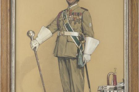 Jos Damien (1879-1973), Hubert Moens, Tamboer-Majoor van het Elfde Linieregiment, 1937, pastelkrijt