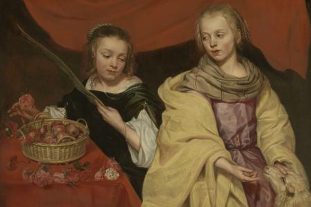 Twee meisjes als de heiligen Agnes en Dorothea