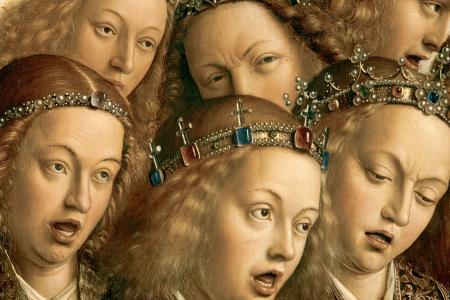het Lam Gods: detail uit paneel De Zingende Engelen