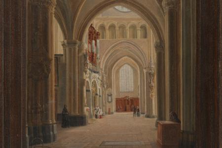 Gezicht op de kruisbeuk van de Onze-Lieve-Vrouwekerk te Brugge